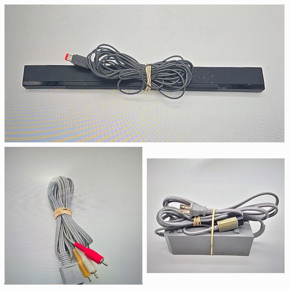 OEM Nintendo Wii Power Supply Ac Adapter + Wired Sensor Bar+‎ AV Cables Tested